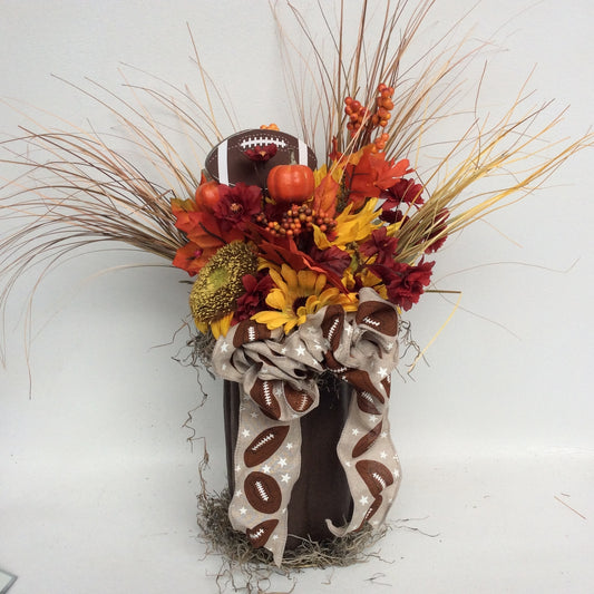 AGD Fall Decor - Football Pumpkin Filled Artificial Floral Display