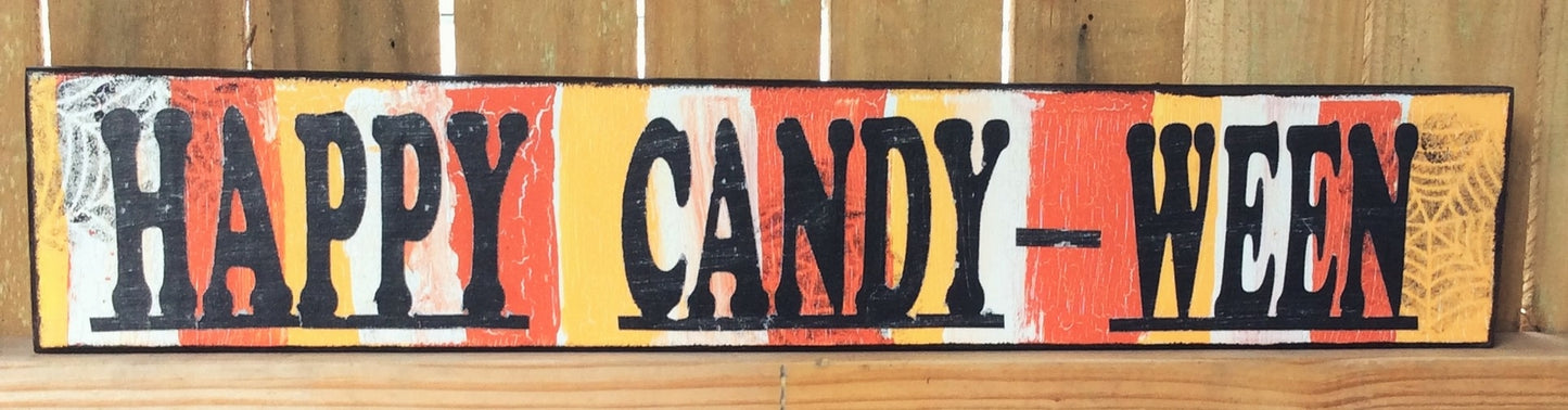 AG Designs Halloween Decor - Long Mantle Sign Happy Candy-Ween #82416