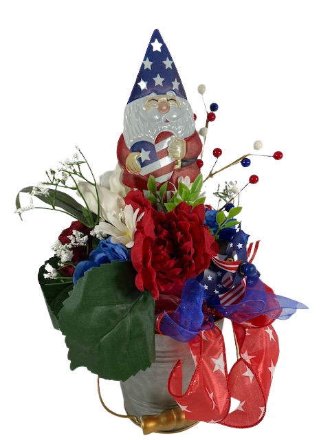 AGD Patriotic Decor - July 4th Gnome Floral Centerpiece