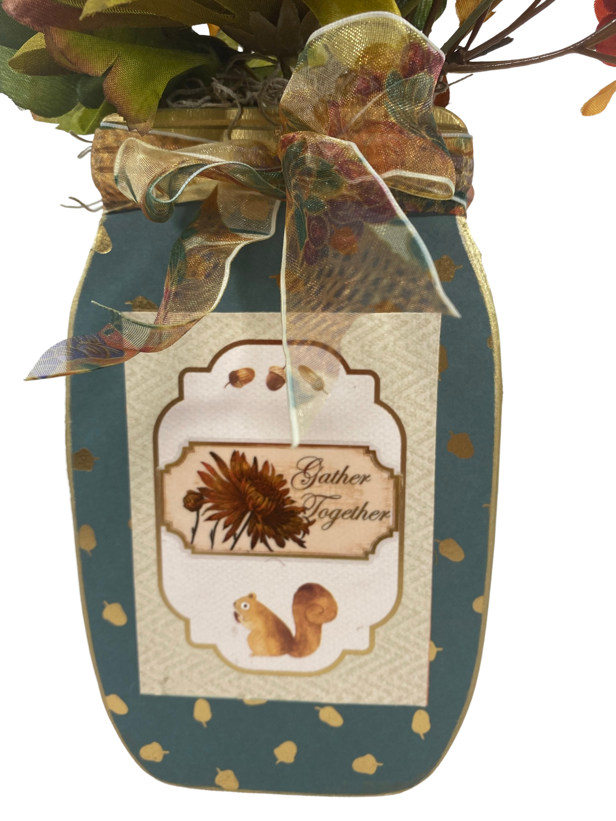 AGD Fall Decor - Gather Together Floral Wood Mason Jar Display