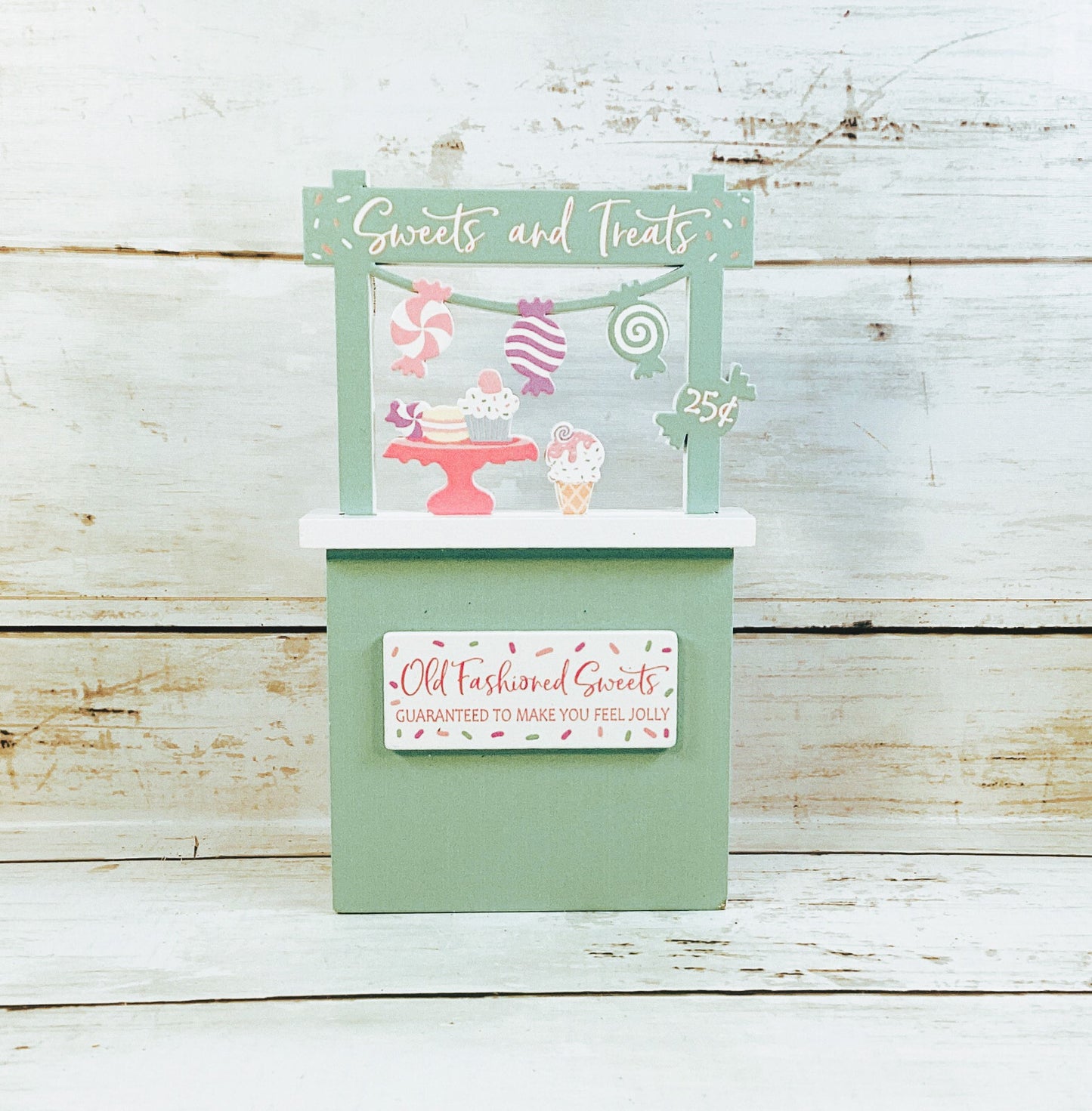 HL Christmas Decor - Small Village Wood Tabletop Tier Tray Booth