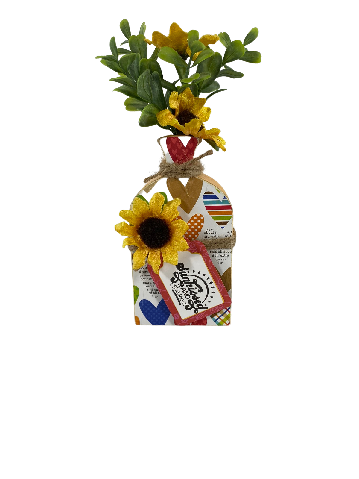 AGD  Summer Decor - Sun-kissed Sunflower Wood Vase Tier Tray Sitter