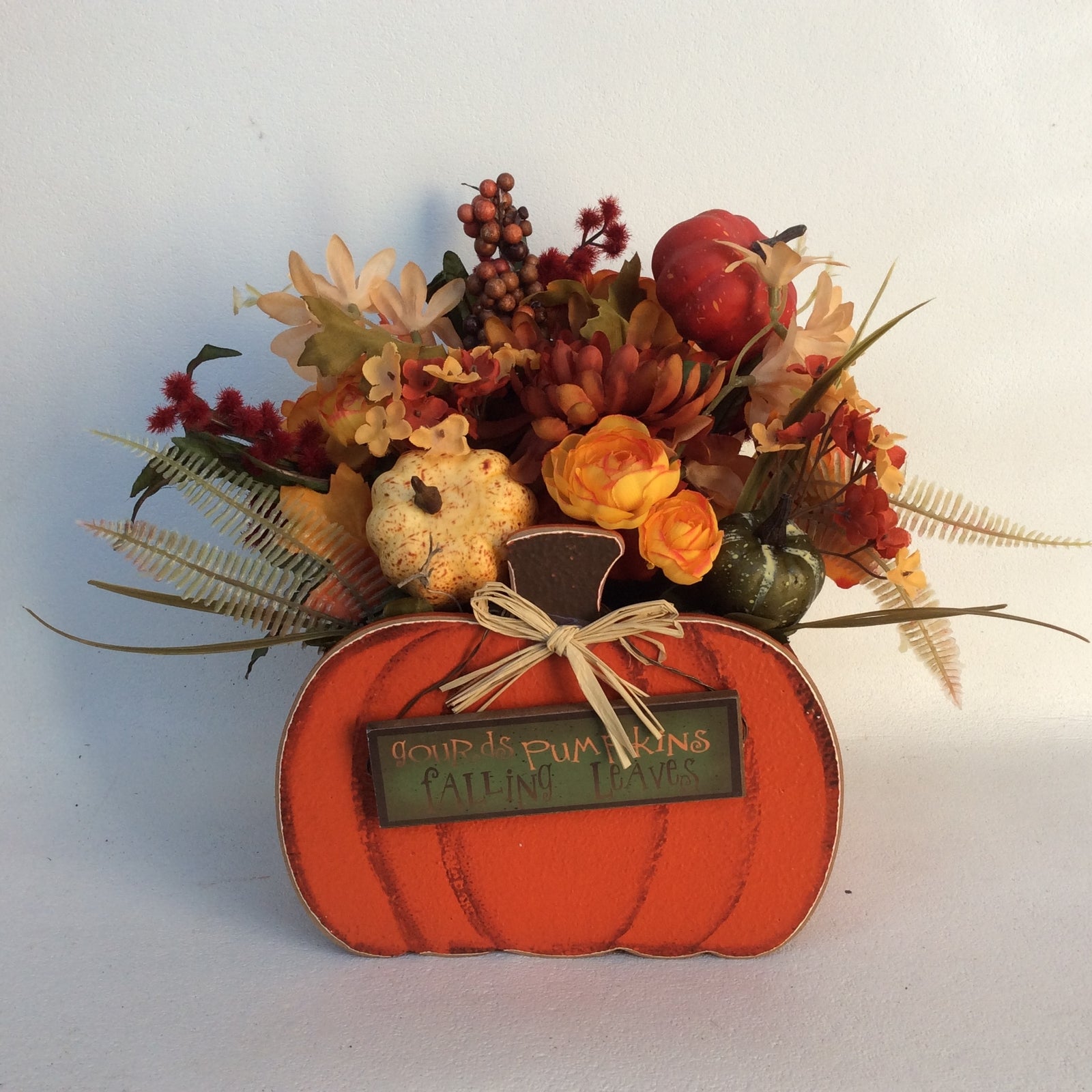 AGD Fall Decor - Harvest Leaves Pumpkin Artificial Floral Display