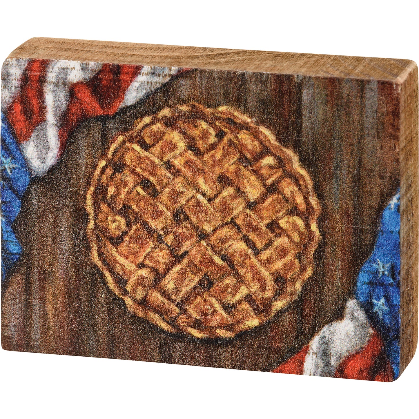 PBK Patriotic Decor - American as Apple Pie Mini Tier Tray Block Sign