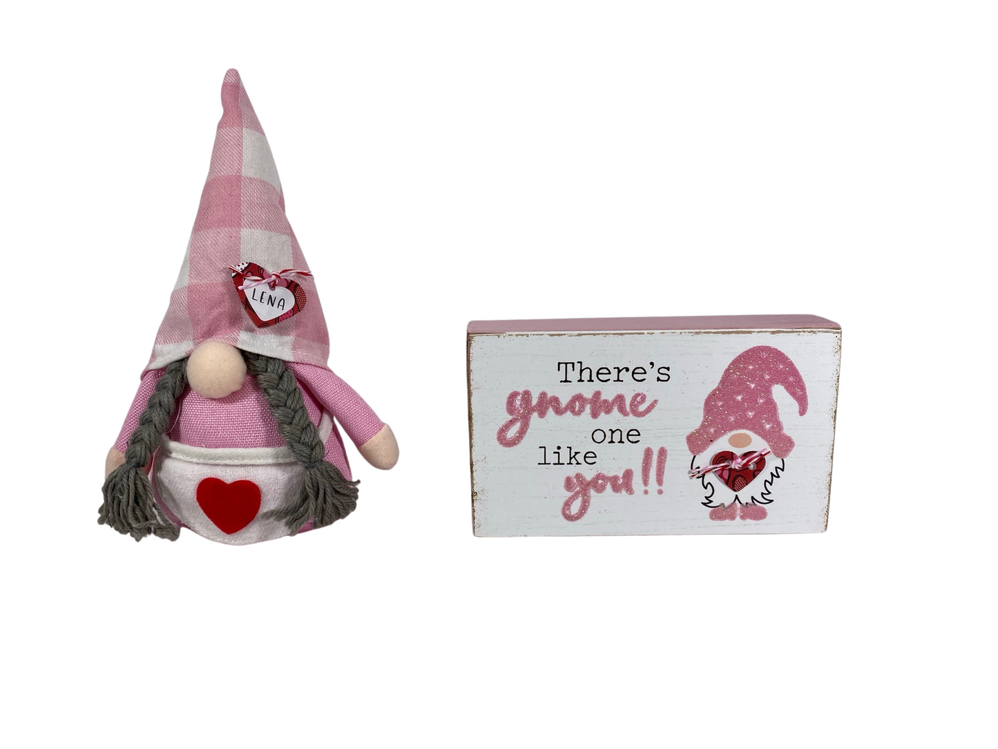 AGD Valentines Decor - Lena Fabric Gnome One Like You Box Sign 2pc