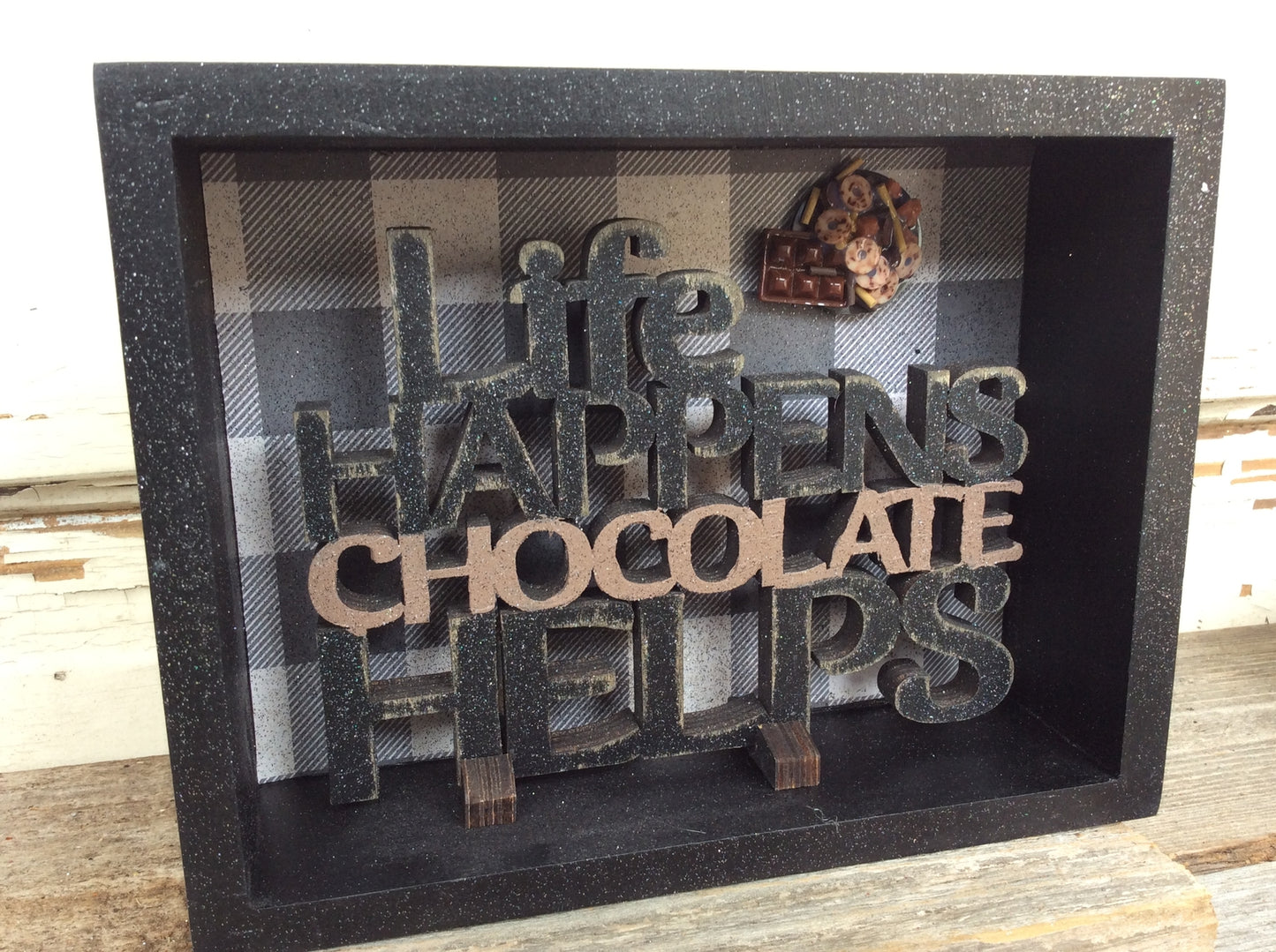 AGD Home Decor - Life Happens Chocolate Helps Box Sign