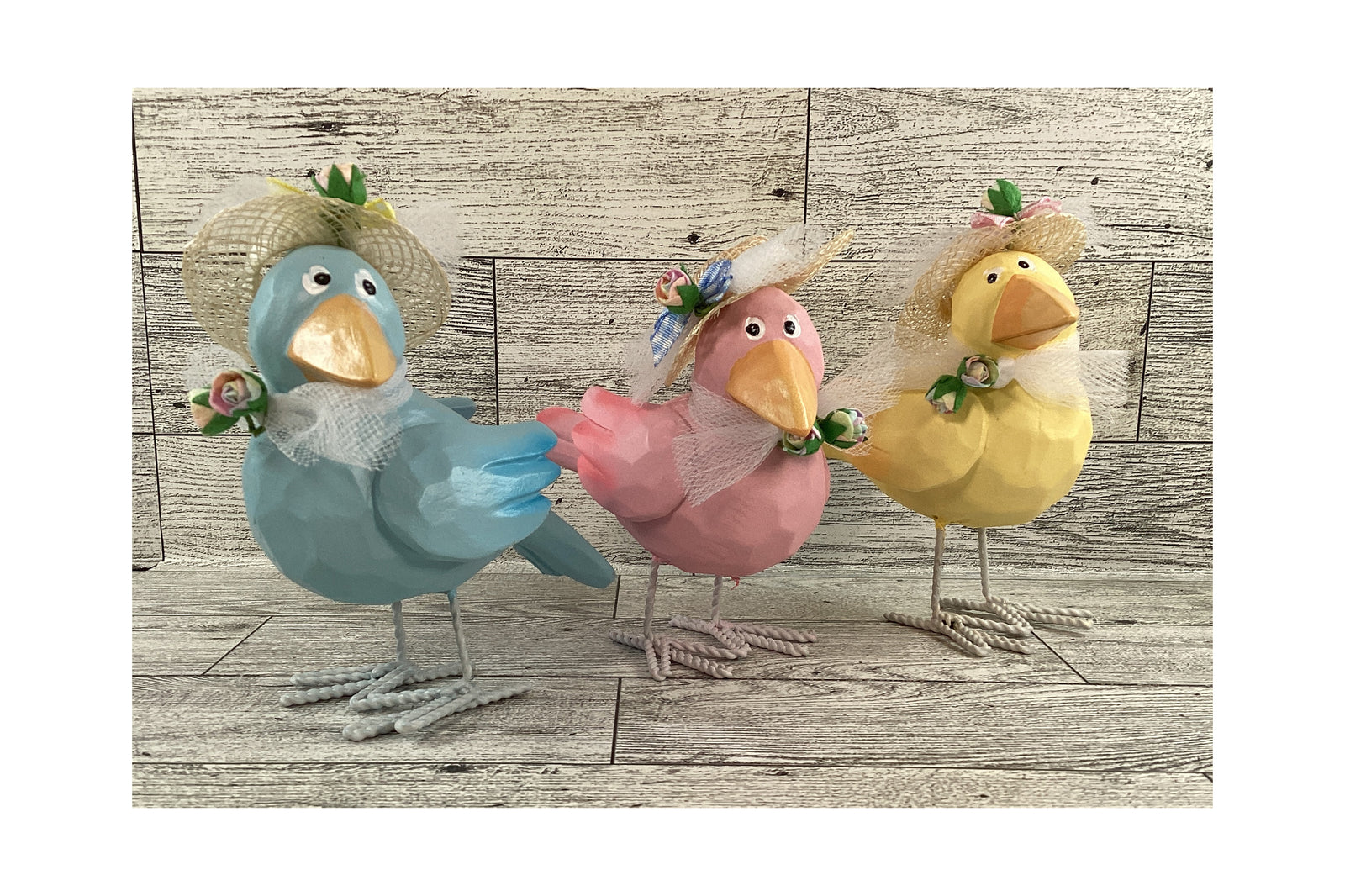 AGD Easter Decor - Spring Pastel Judgemental Crows with Hats 3pc