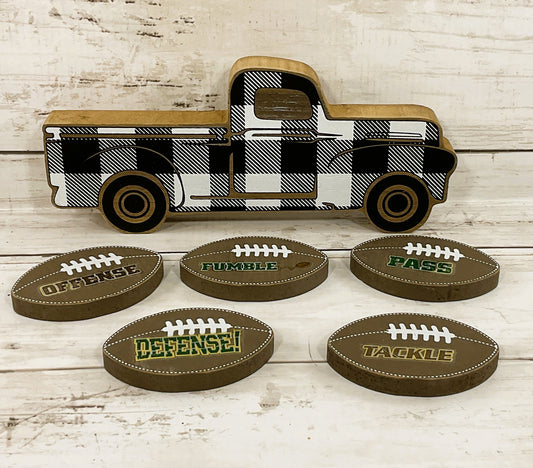 AGD Fall Decor - Chunky Wood Truck Football Theme Tier Tray Decor