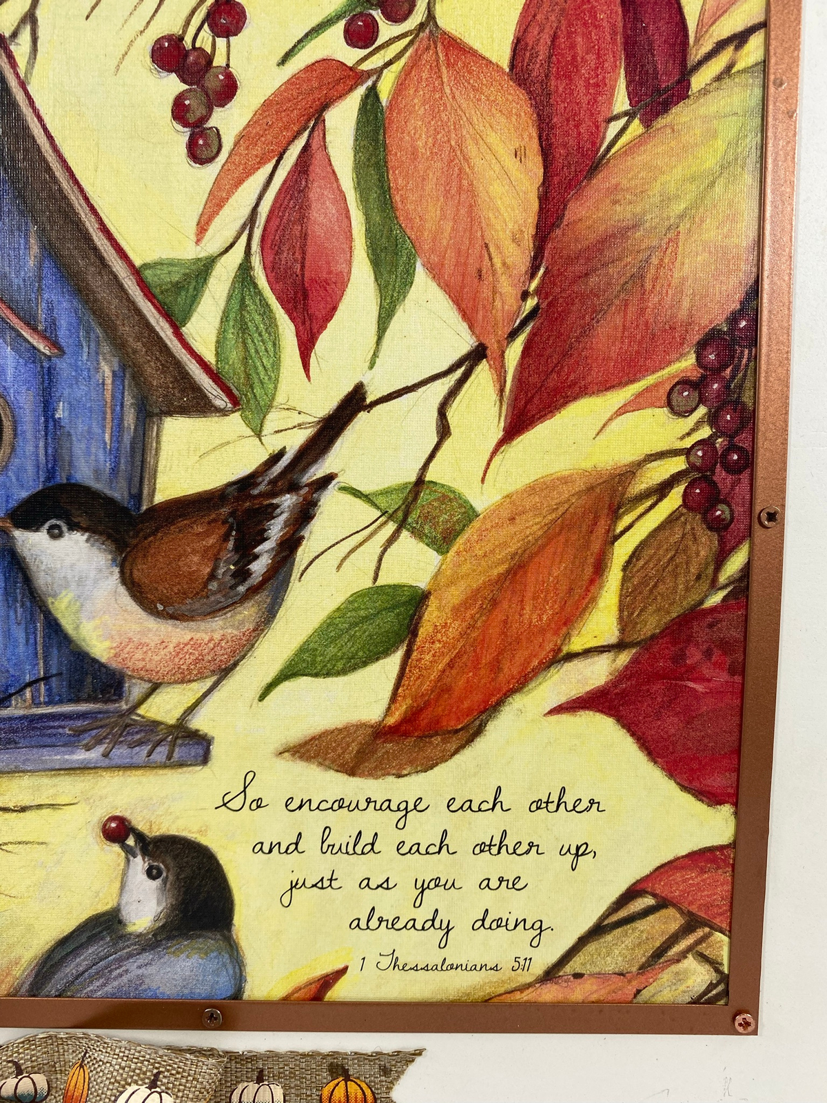 AGD Fall Decor - Encourage Each Other Bird House Autumn Leaves Box Sign