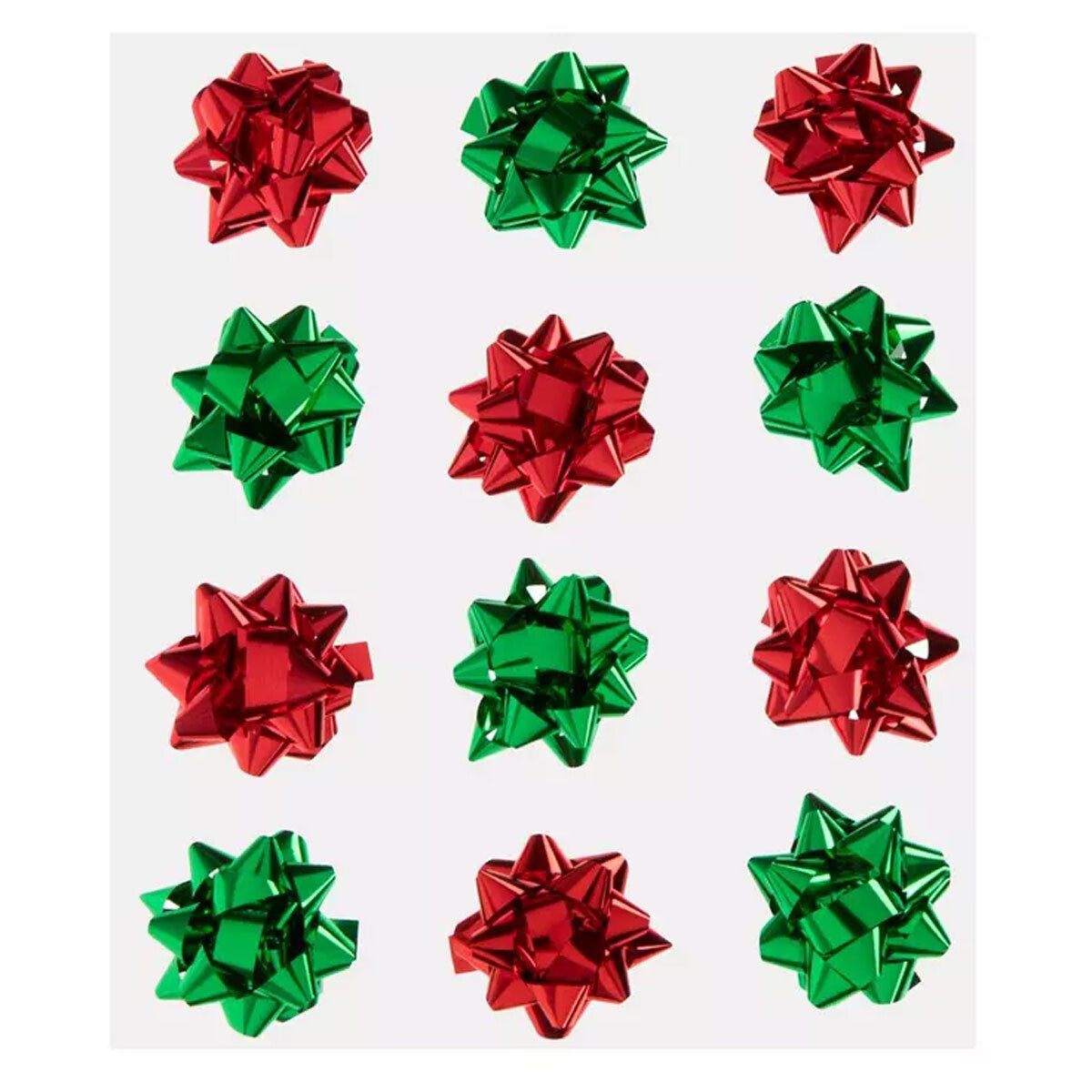 Christmas Craft Supply - Red Green 3-D Tinsel MINI Bows 12pc