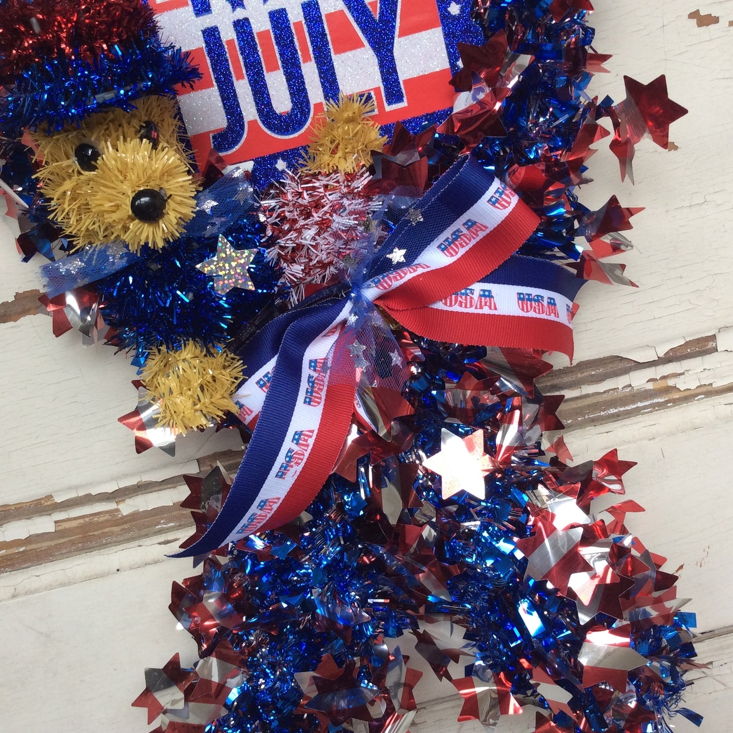 AGD Patriotic Decor - 4th of July Dog Ribbon Memorial Wreath
