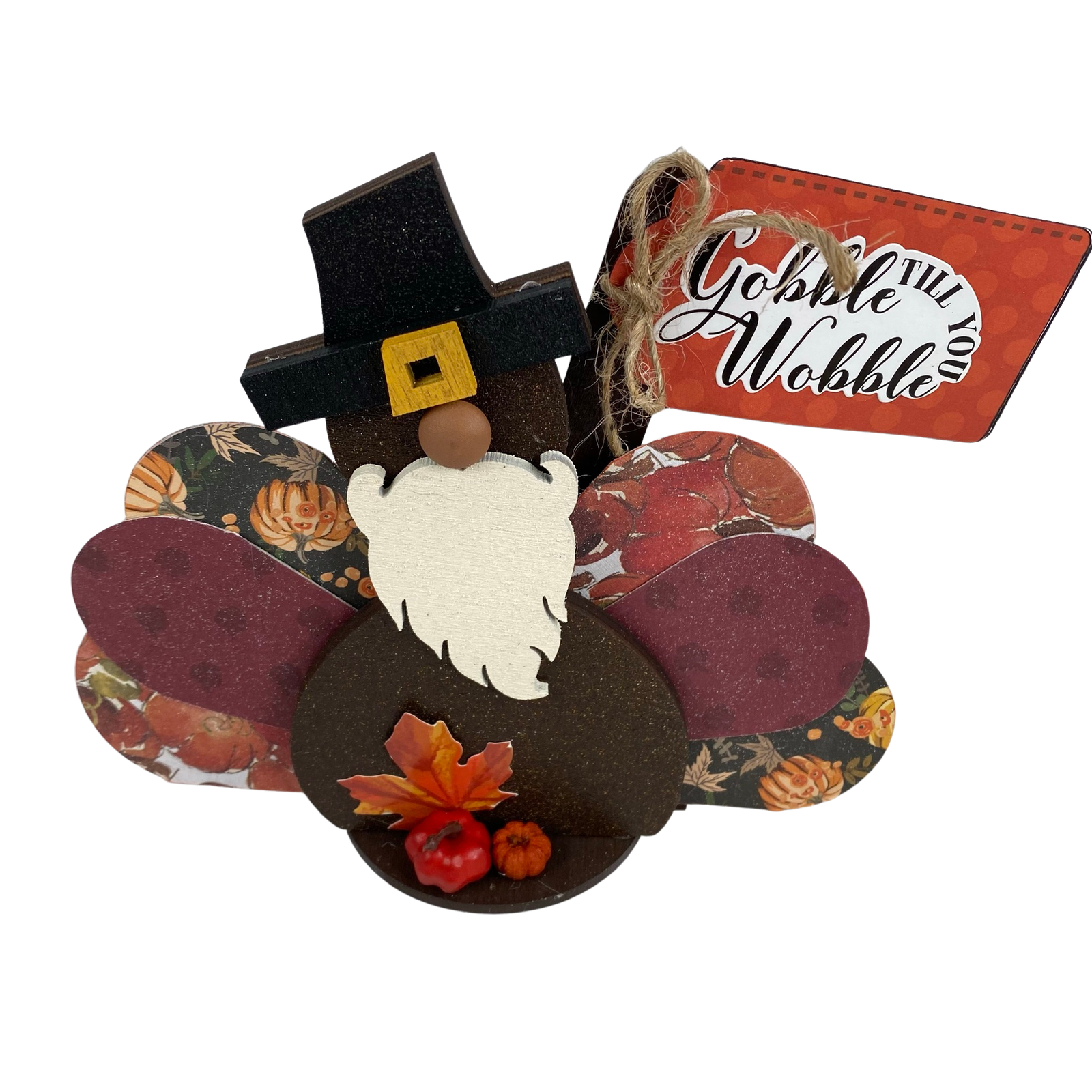 AGD Fall Decor - Gobble Til You Wobble Turkey Gnome Sitter