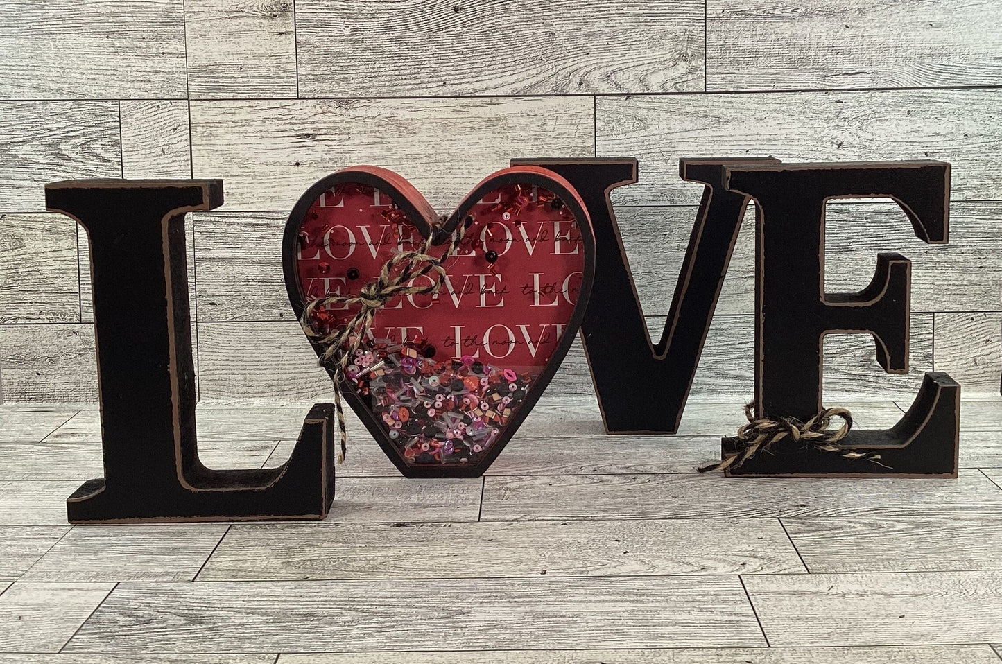 AGD  Valentine Decor - Heart Shaker Love Word Tabletop Display