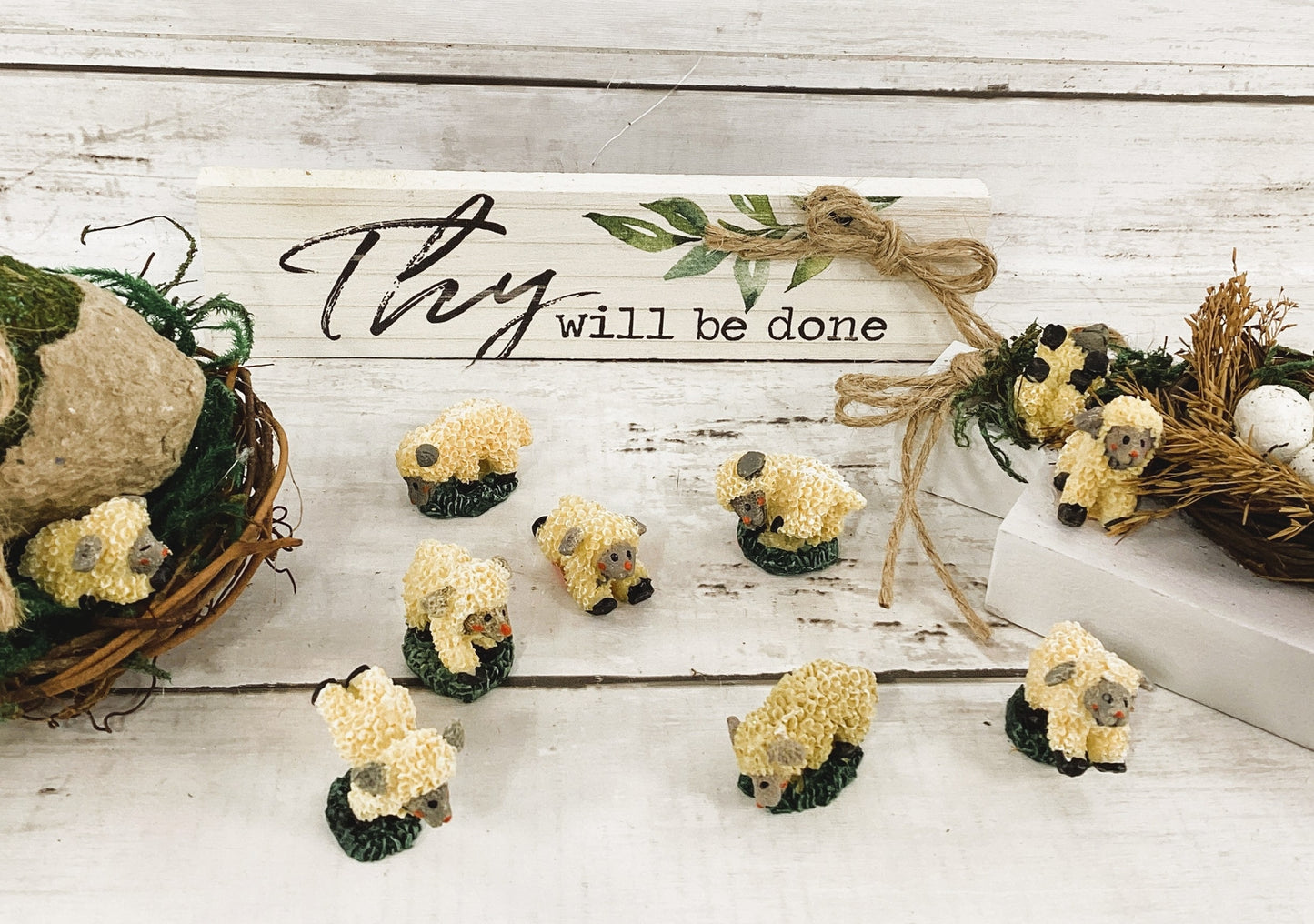 AGD Easter Decor - Thy Will Be Done Nest Lamb Egg Display