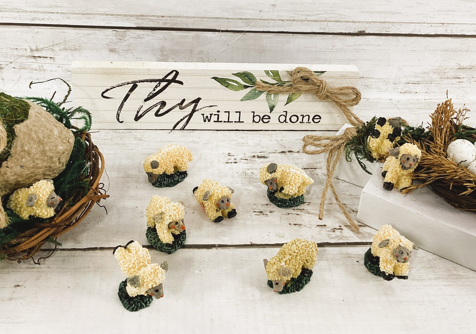 AGD Easter Decor - Thy Will Be Done Nest Lamb Egg Display