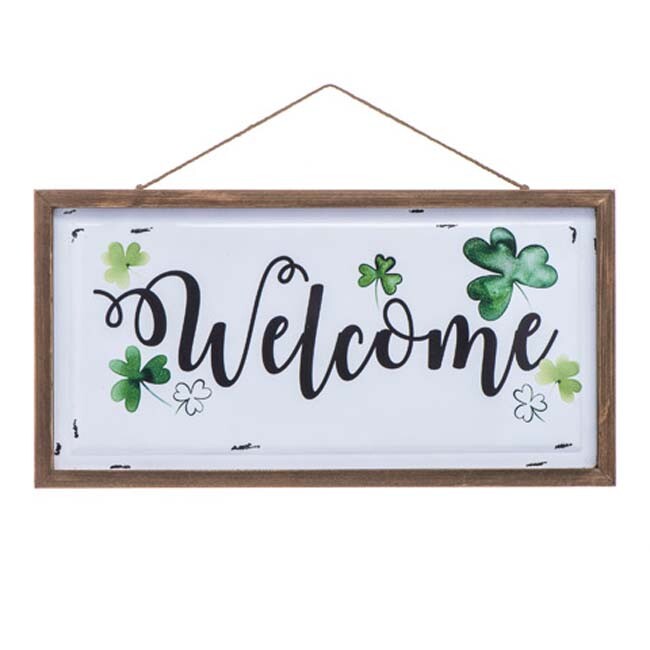 Darice St. Patricks Decor - Welcome Irish Shamrock Metal Sign