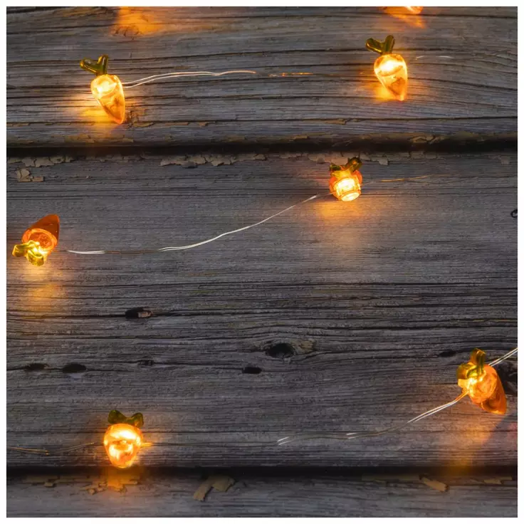 HL Easter Decor - LED Micro Orange Carrots Lights Battery Operated