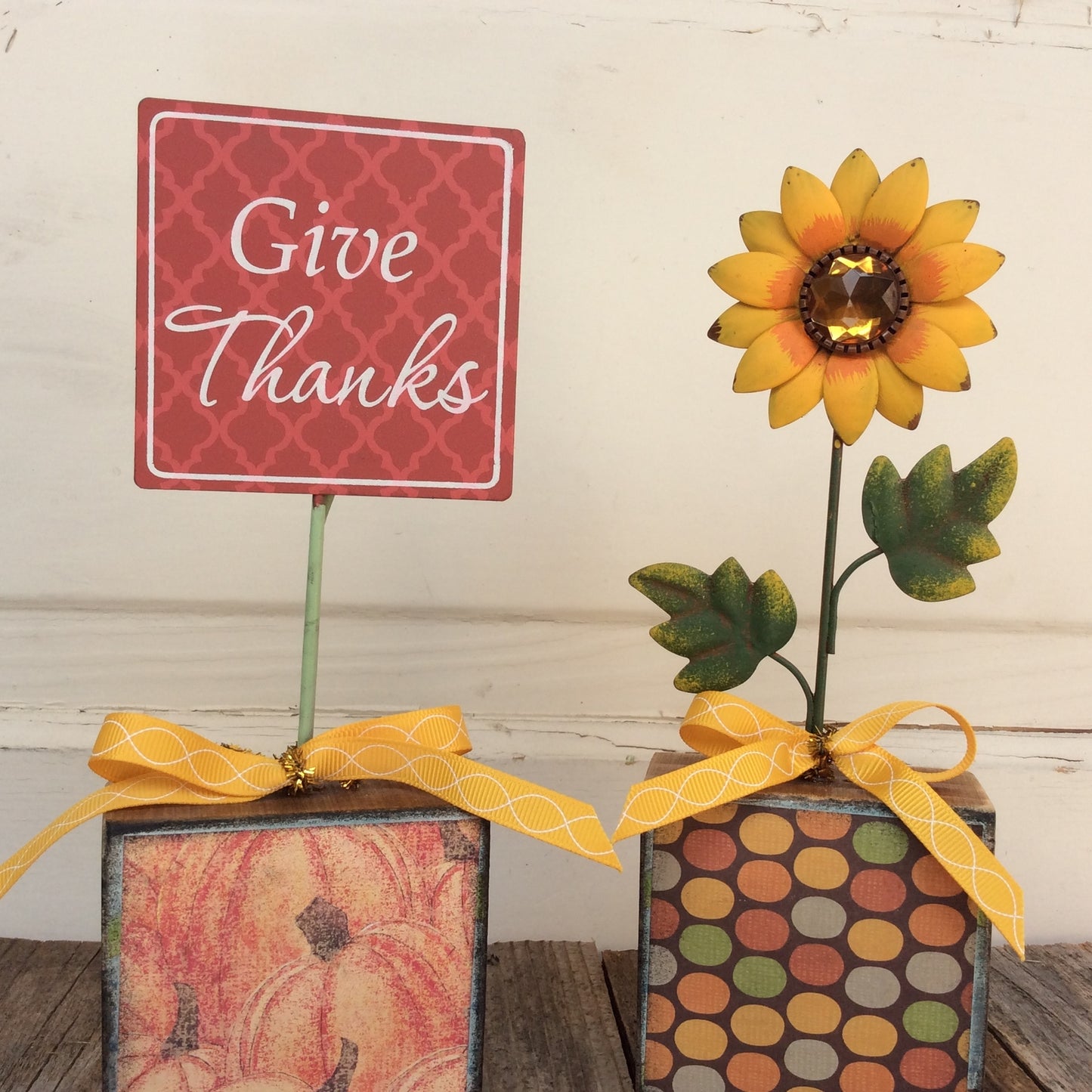 AG Designs Fall Decor - Give Thanks & Sunflower 2pc Set #613/44