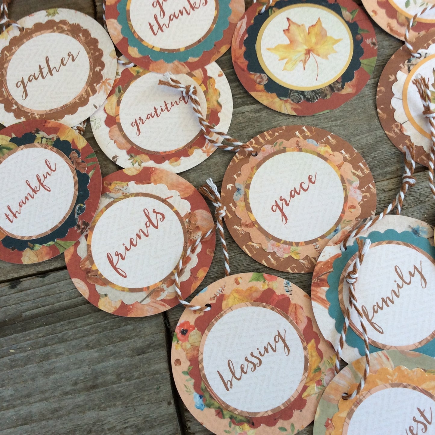 AGD Fall Decor - Prim Harvest Paper Disc Ornaments 16pc