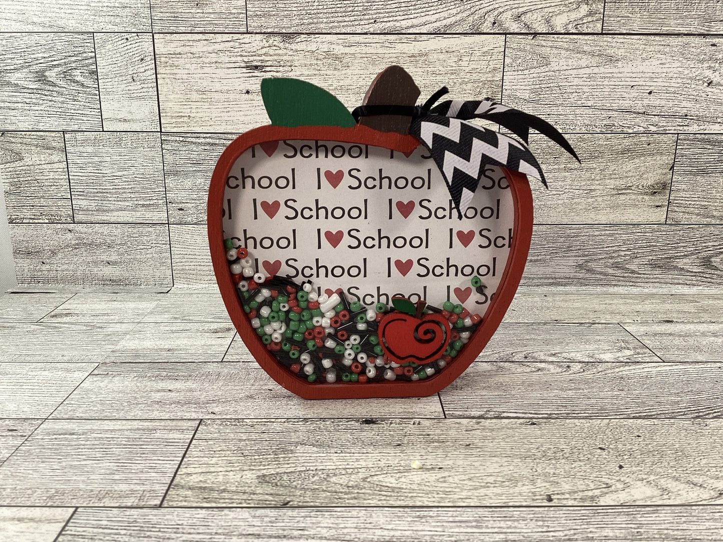 AGD Fall Decor - Teacher I Love School Chunky Wood Shaker Sitter