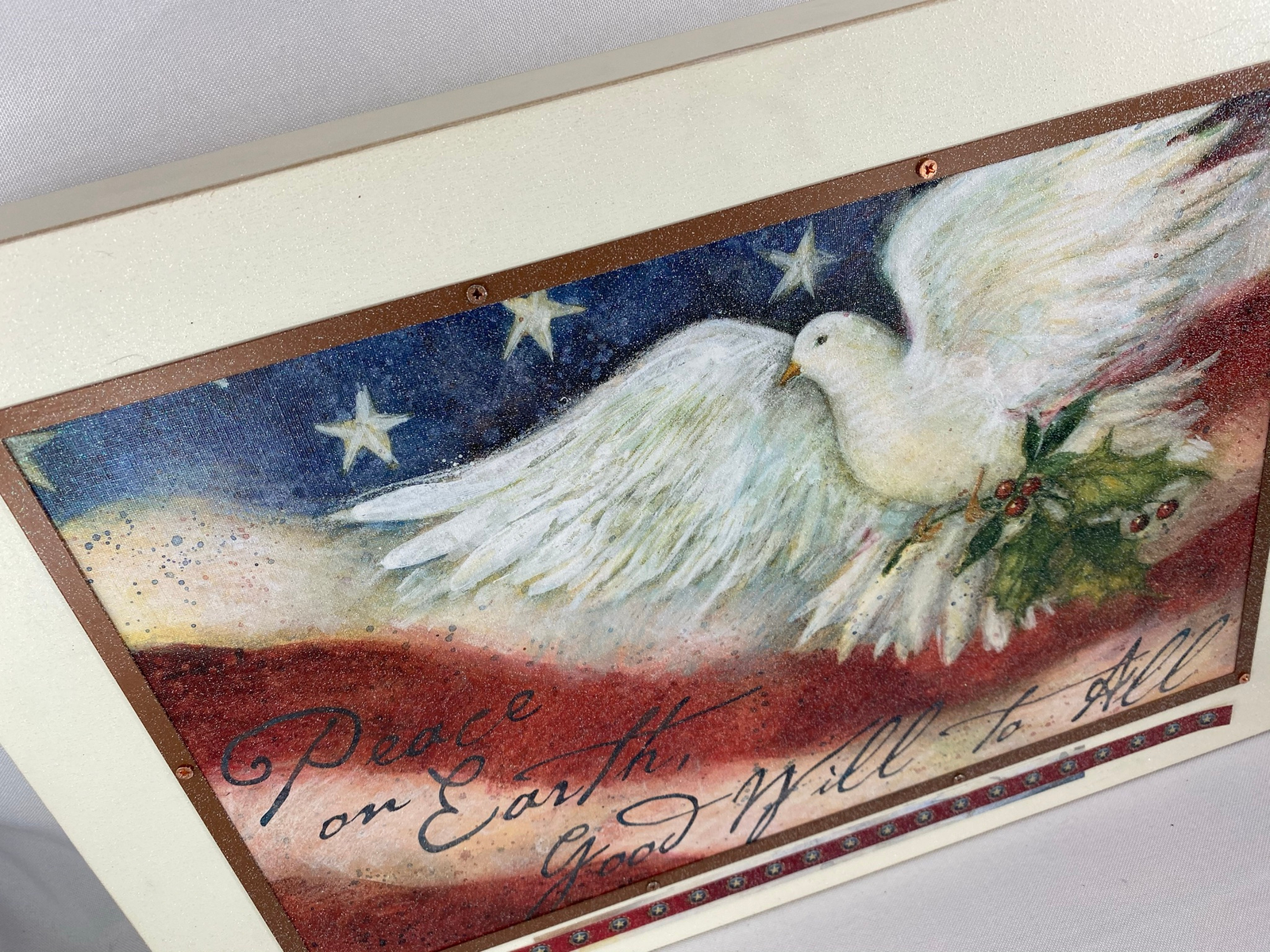 AGD Patriotic Decor -  Peace On Earth to All Dove Box Sign