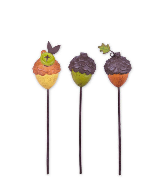 MW Fall Decor - Gypsy Fairy Garden Mini Acorn Picks 3pc Set