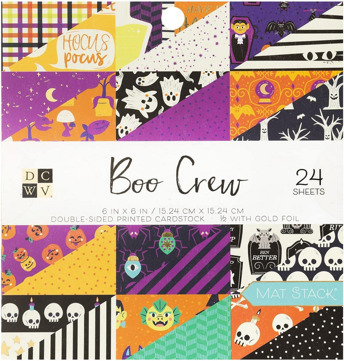 DCWV Halloween Craft Supply - Boo Crew Mat Stack Scrapbook 6x6 Paper Pad