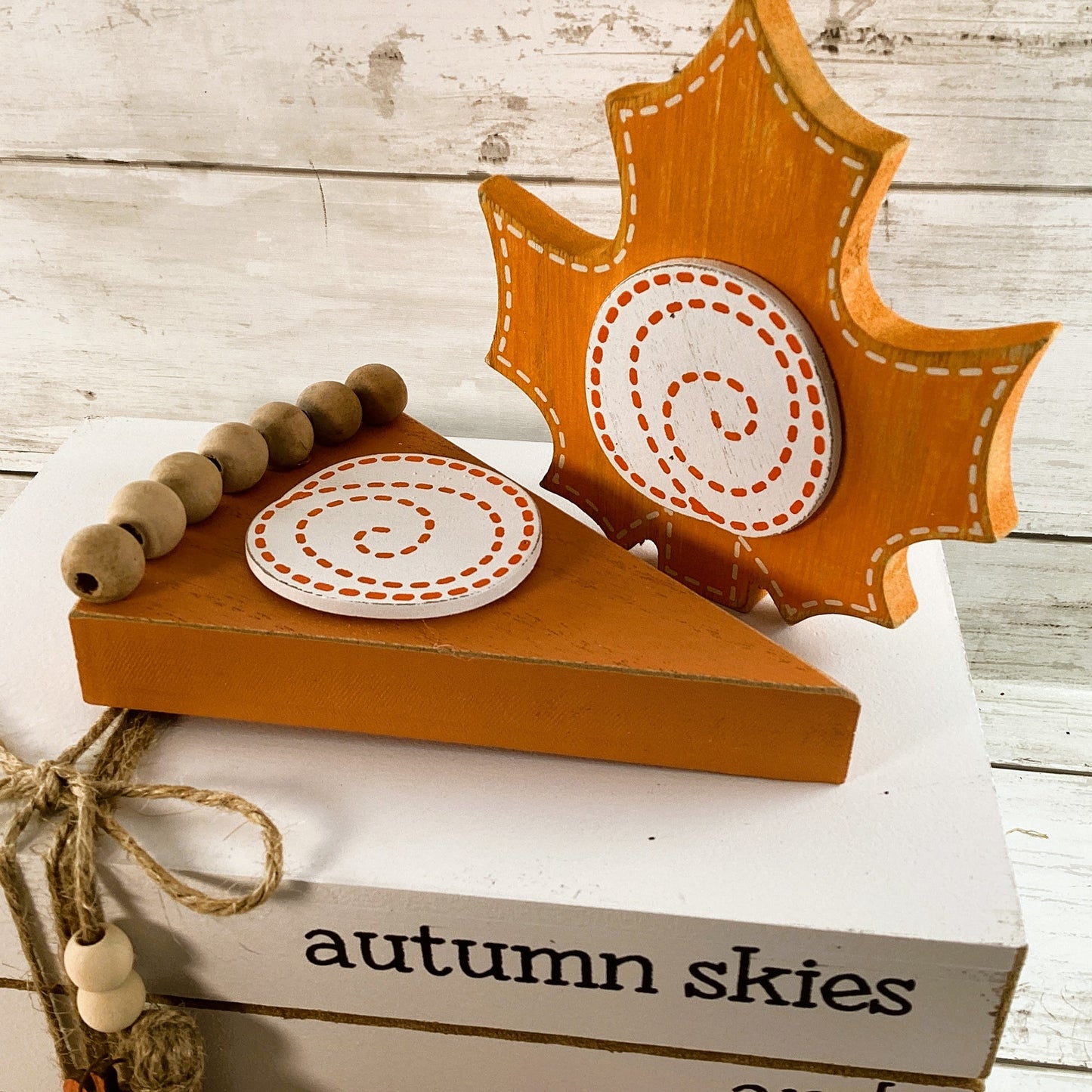 AGD Fall Decor - Autumn Skies Pumpkin Pies Stacked Book Tabletop Sitter