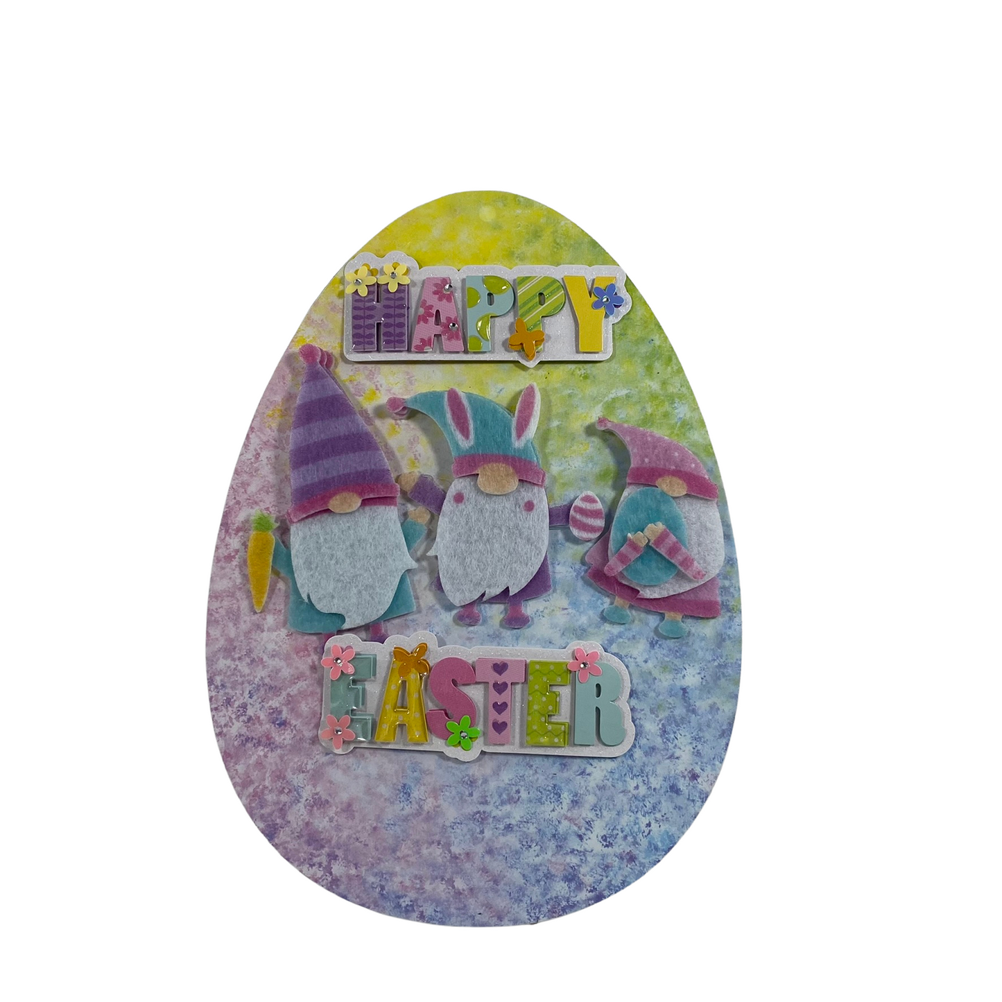 AGD Easter Decor - Bunny Eggs Gnome Happy Easter Egg Easel Sign