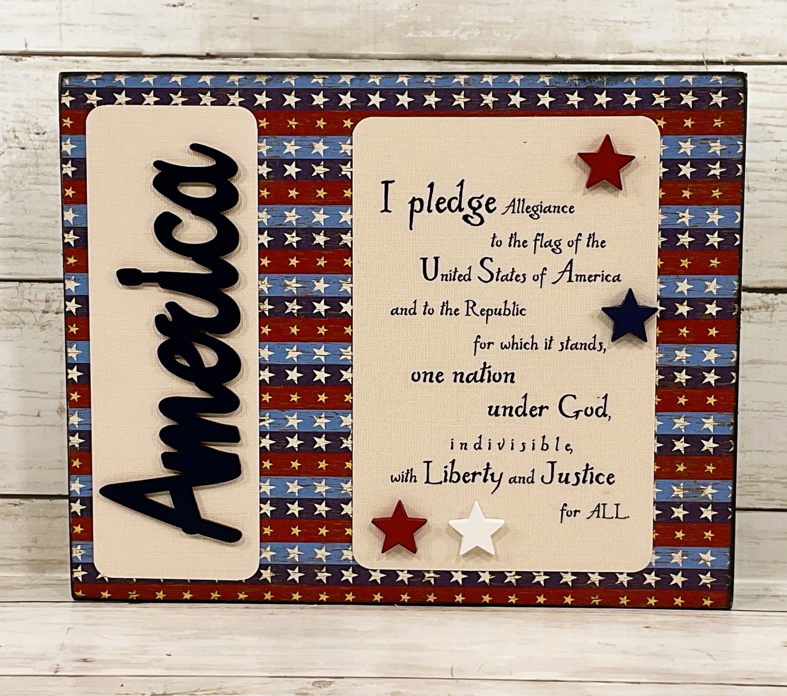 AGD Patriotic Decor - America Pledge of Allegiance Box Sign