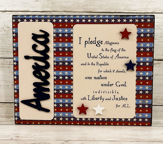 AGD Patriotic Decor - America Pledge of Allegiance Box Sign