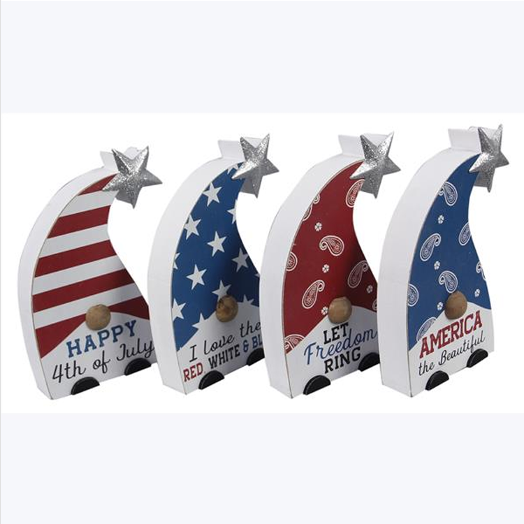 Youngs Patriotic Decor -July 4th Themed Gnomes Easel-back Signs 4pc