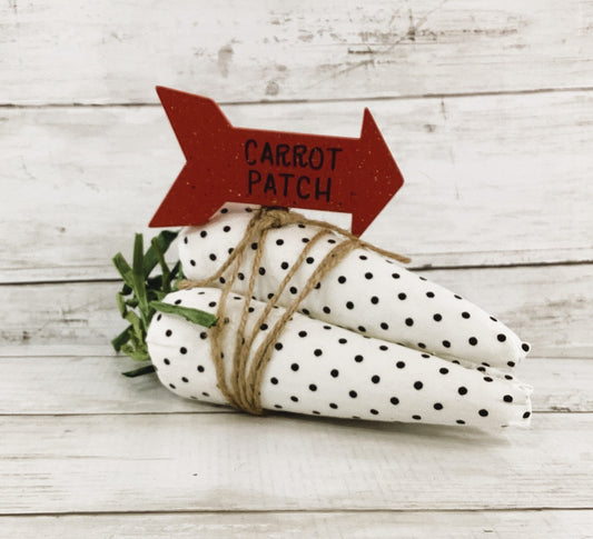 AGD Easter Decor - Black White Fabric Carrots Patch Display
