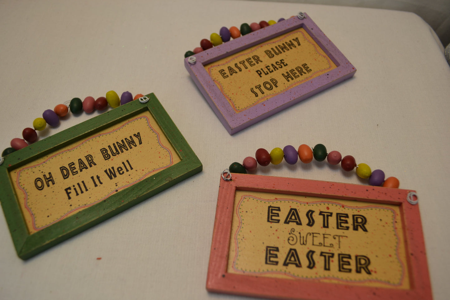 OWI Easter Decor - Small Easter Jelly Beans Ornaments Signs 3pc