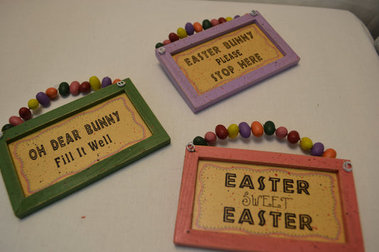 OWI Easter Decor - Small Easter Jelly Beans Ornaments Signs 3pc