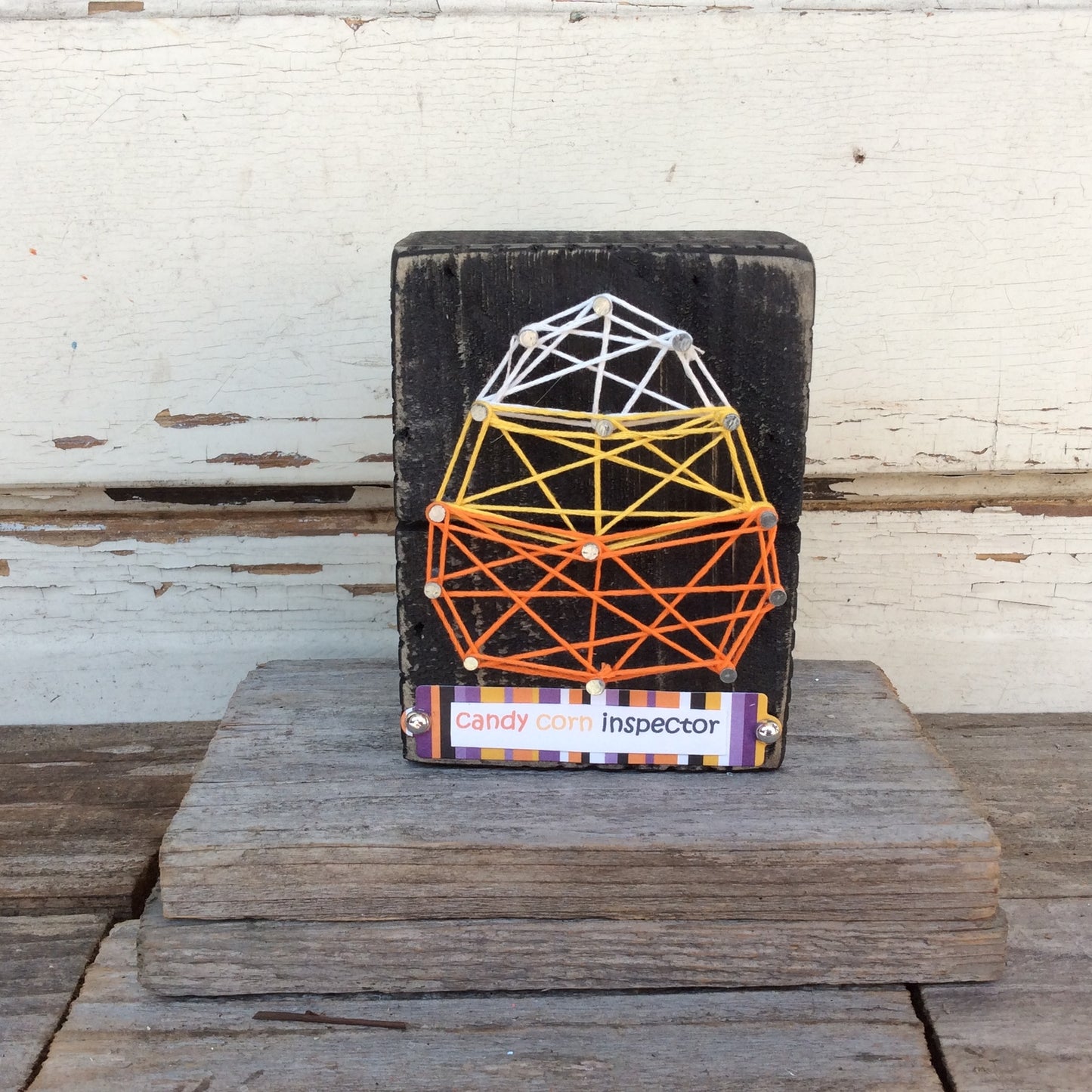 AGD Halloween Decor - Candy Corn Calories String Art Box Sign