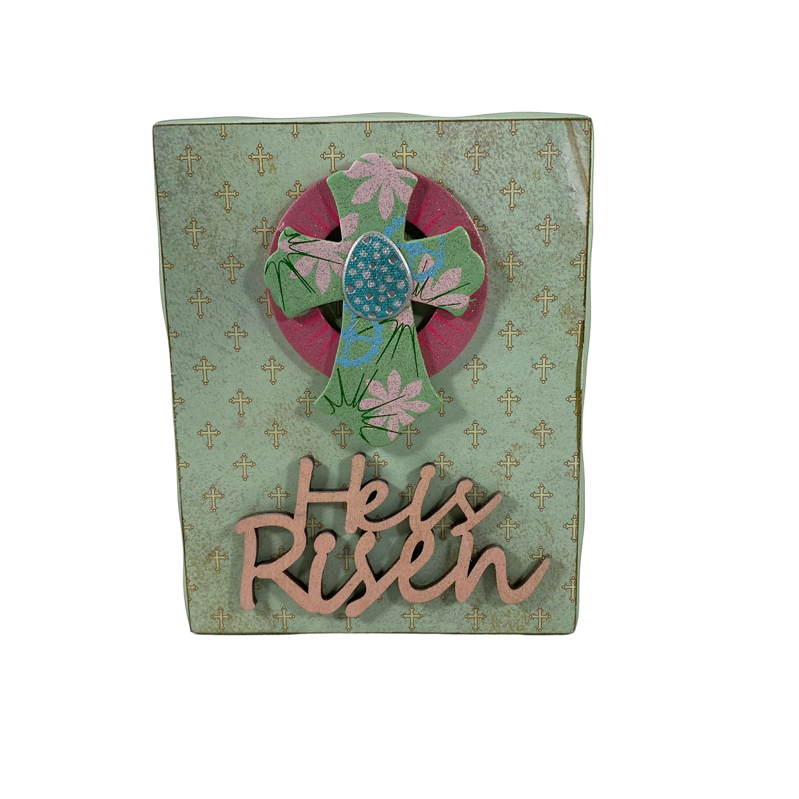AGD Easter Decor - He Is Risen Love of the Father Reversible Block Sign