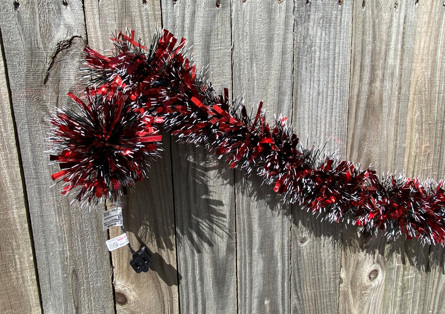 AGD Valentines Decor - Black Red White Lighted Tinsel Garland 6ft