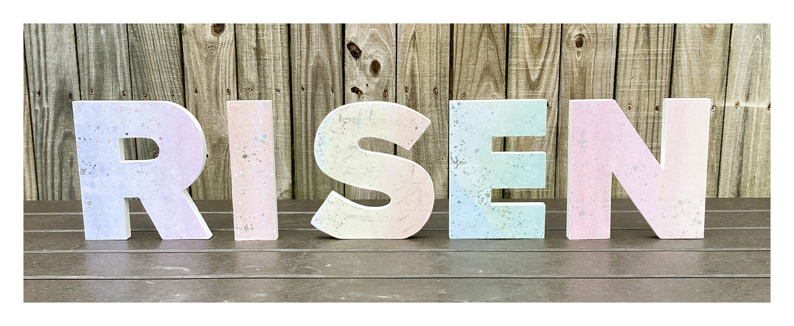 AGD Easter Decor - Chunky Wood RISEN Letter Word Tabletop Display