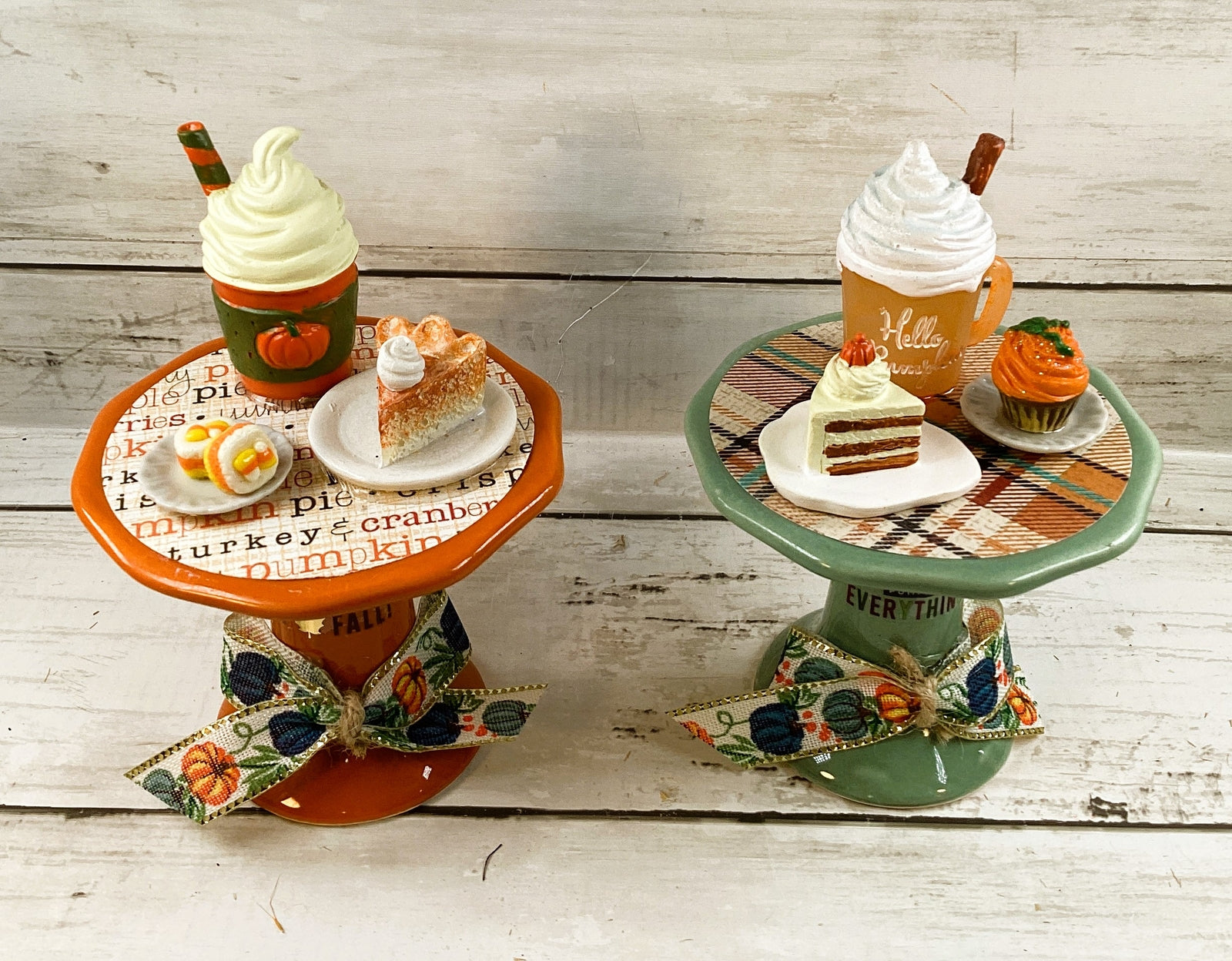 AGD Fall Decor - Pumpkin Spice Latte Pie Dessert Cupcake Risers 2pc