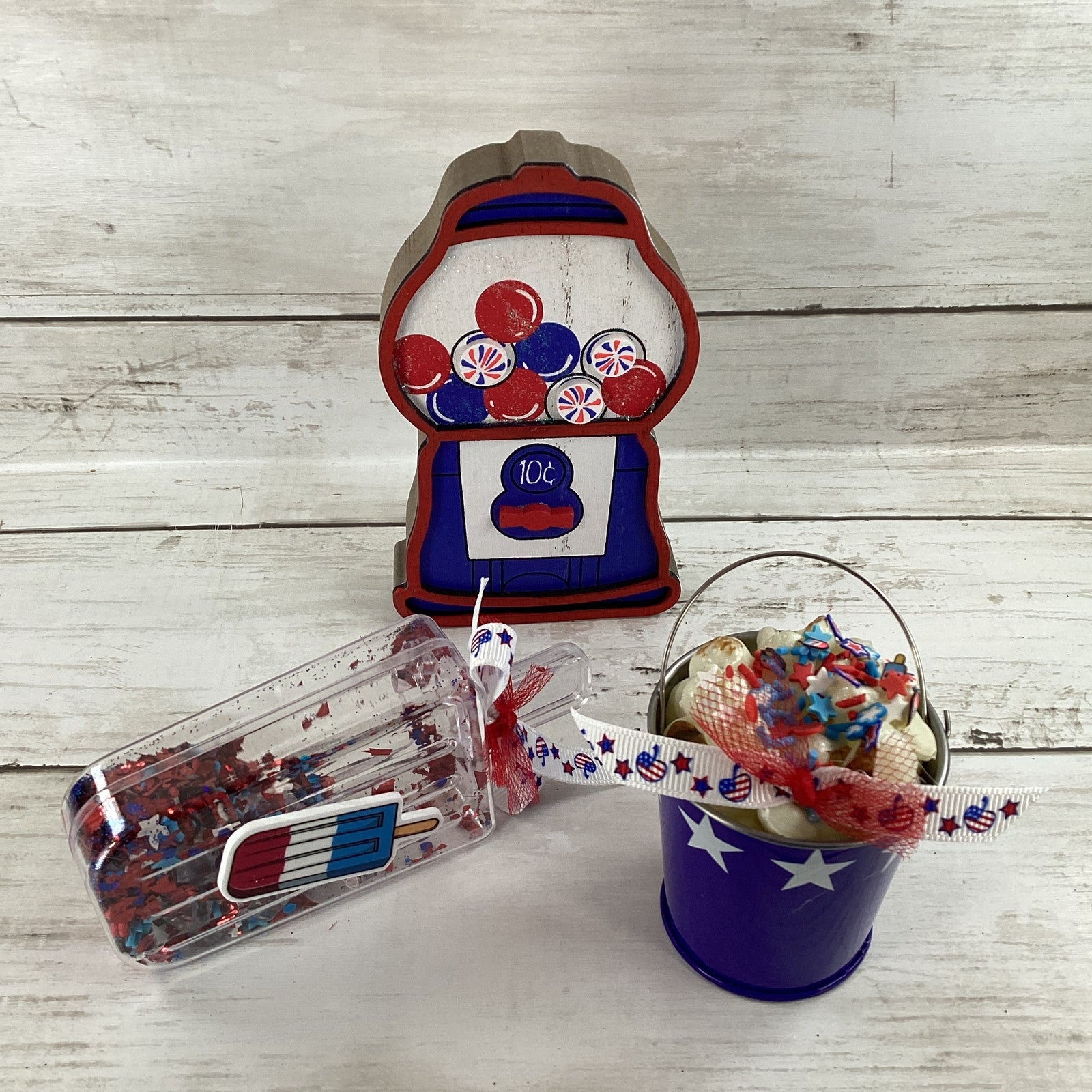 AGD Patriotic Decor - July 4th Gumball Popsicle Shaker Popcorn 3pc Set