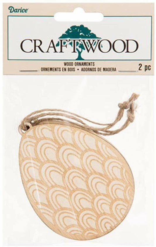 Darice Easter Craft - DIY Laser Scroll Design Wood Egg Ornaments 2pc