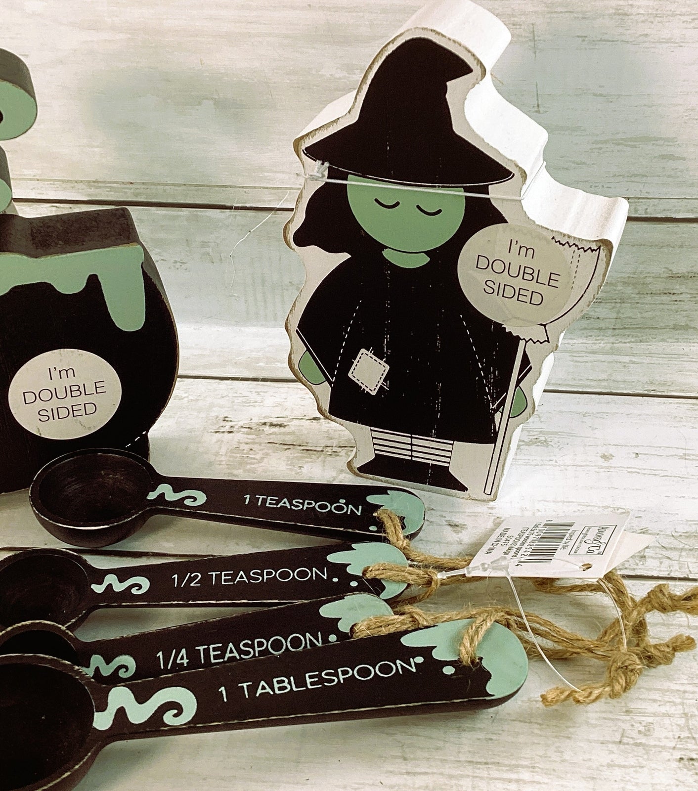 Adams Halloween Decor - Witch Cauldron Measuring Spoons Tier Tray Set
