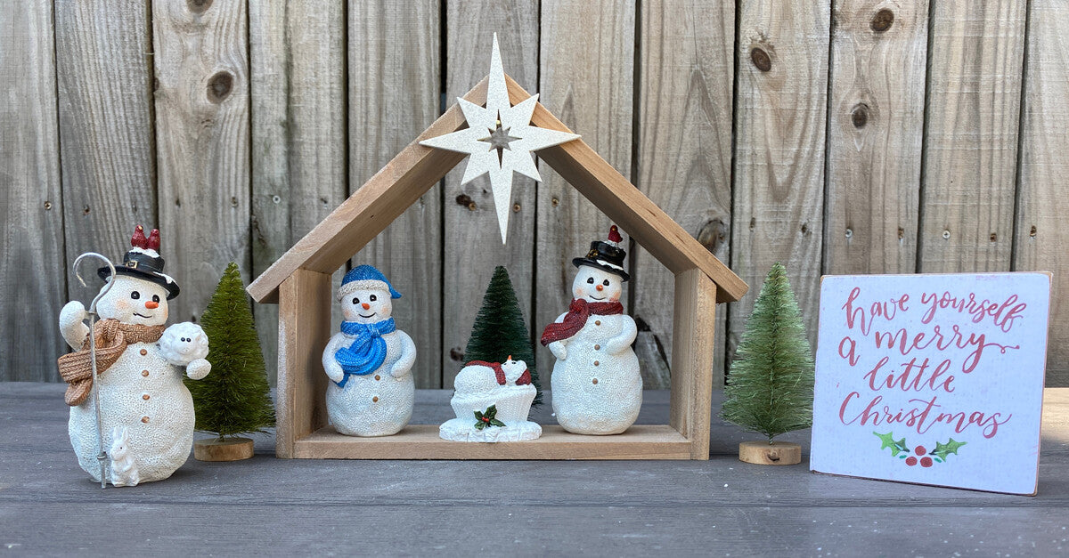 AGD Christmas Decor - Merry Little Christmas Snowmen Nativity Small Set