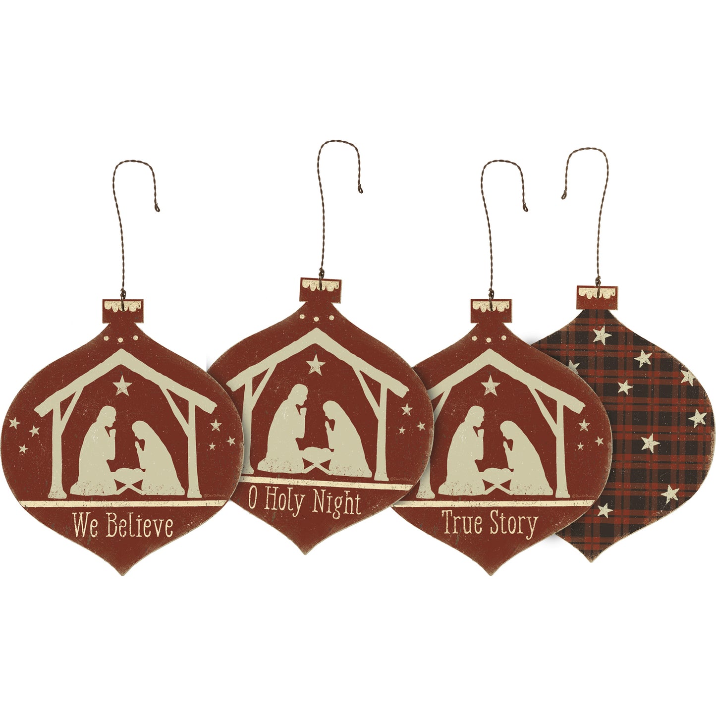 PBK Christmas Decor - We Believe True Story Nativity Ornaments 3pc Set