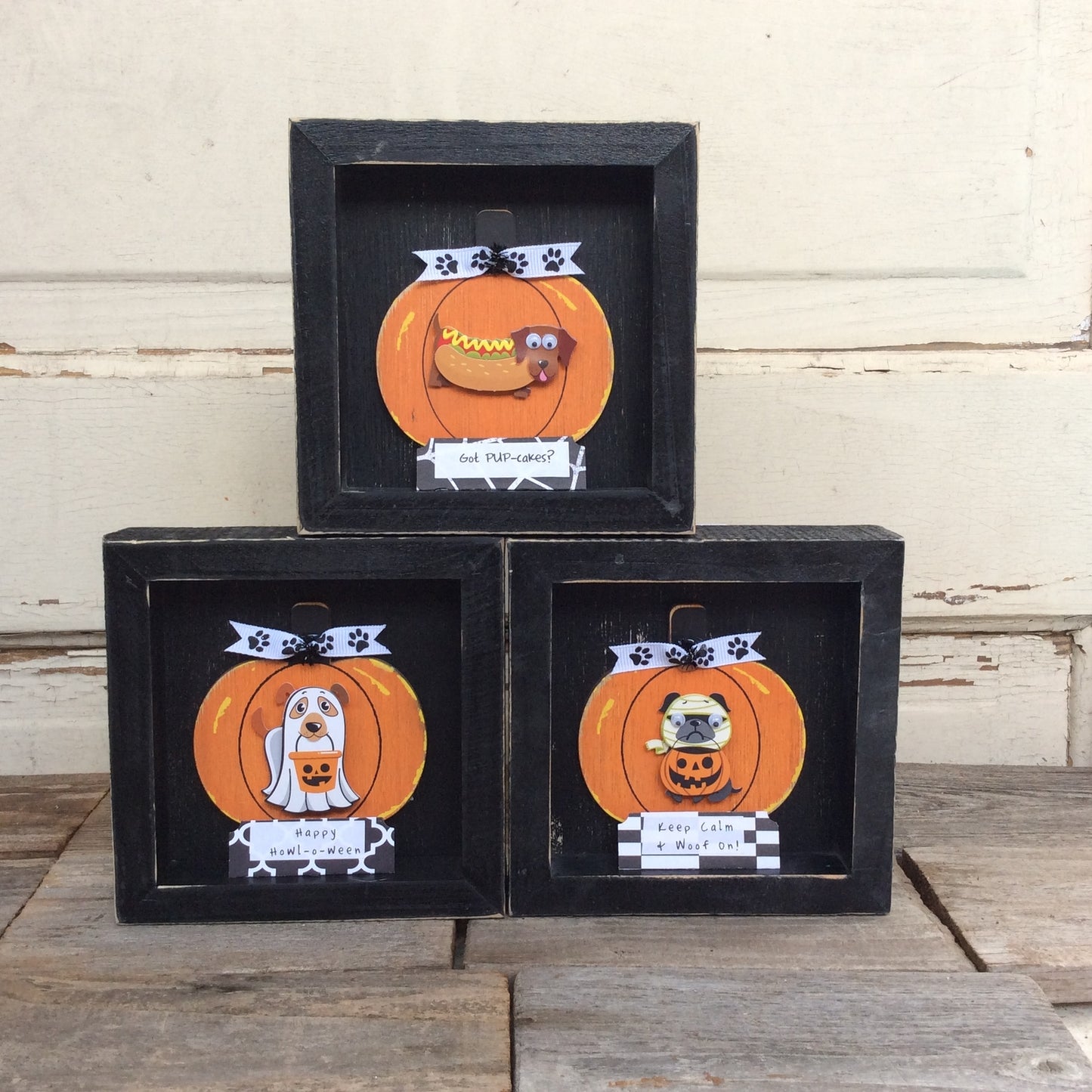 AGD Halloween Decor - Funny Dog Sayings Box Signs 3pc.