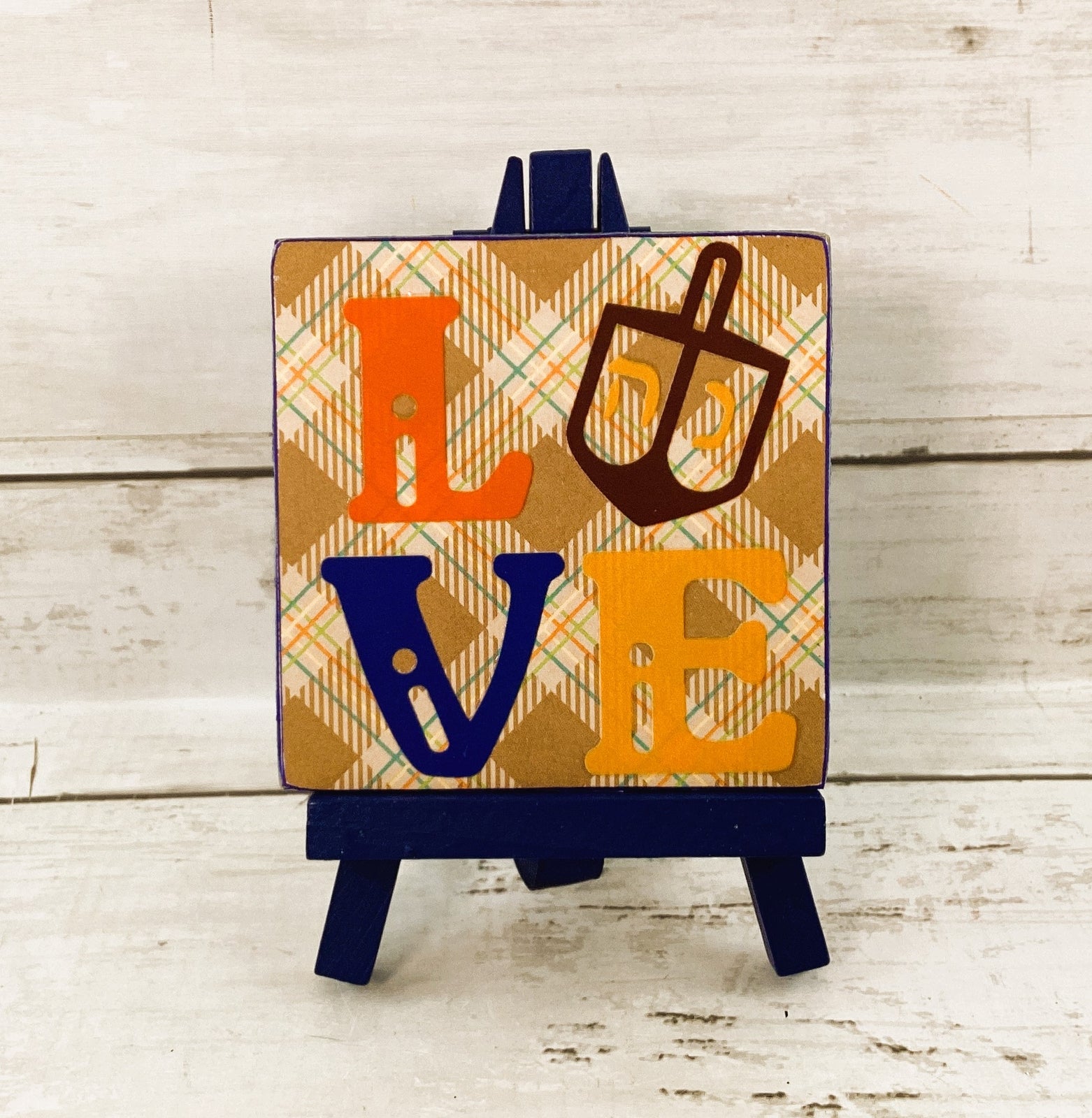 AGD Jewish Holiday - Love Hanukah Dreidel Small Easel Sign