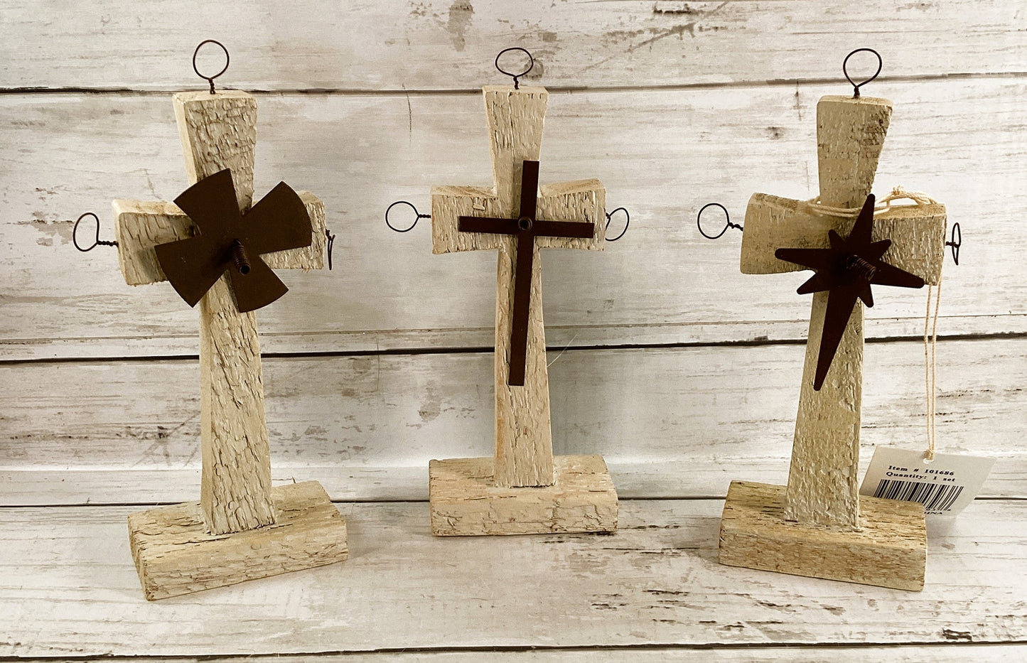 OWI Easter Decor - Grace Amazing Rustic Farmhouse Cross 4pc Set