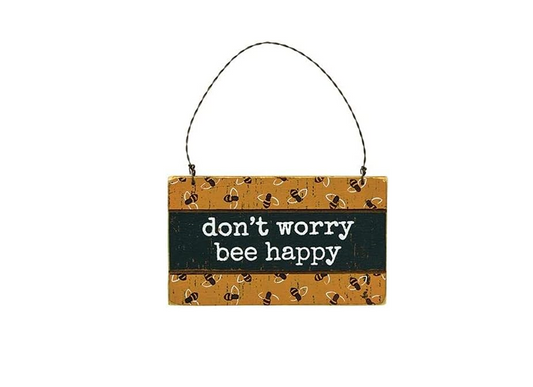PBK Spring Decor - Prim Don't Worry Bee Happy Debossed Ornament