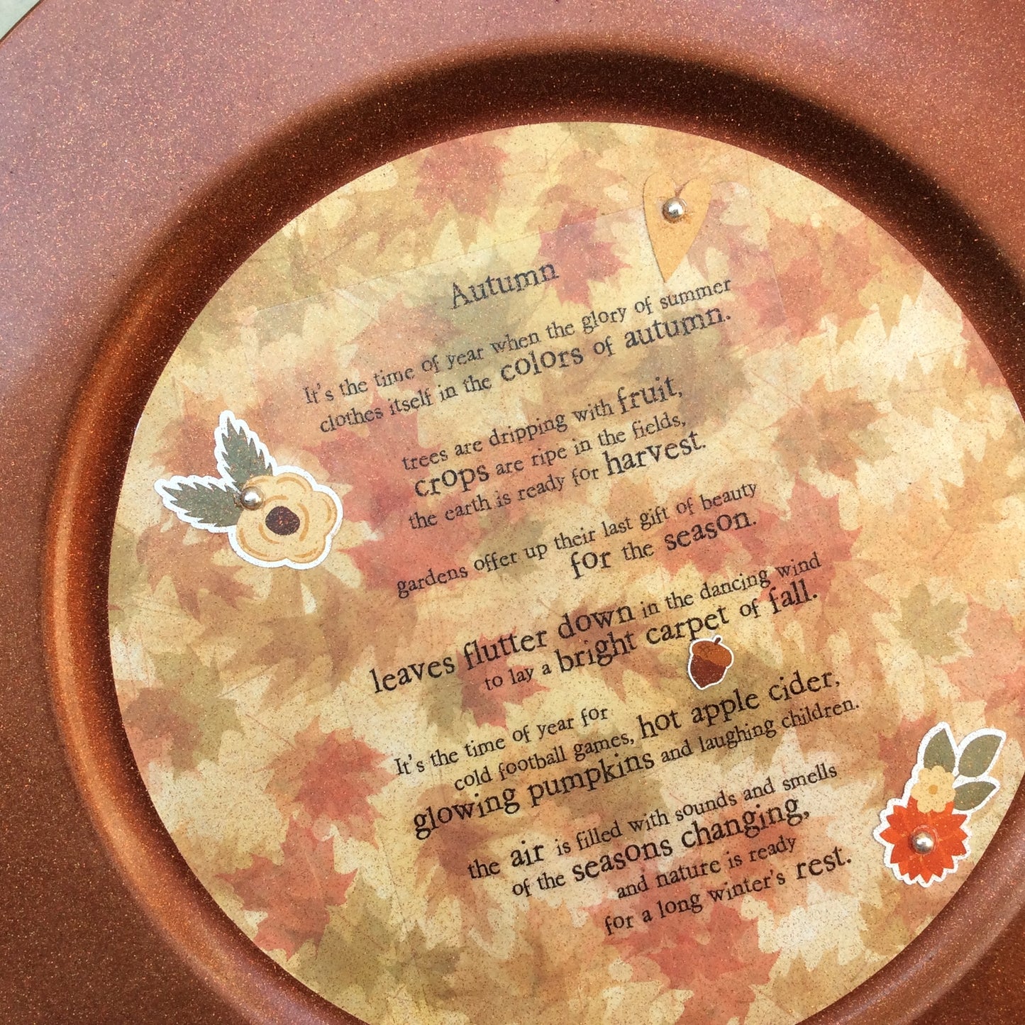 AGD Fall Decor - Autumn Poem Decorative Plate Display